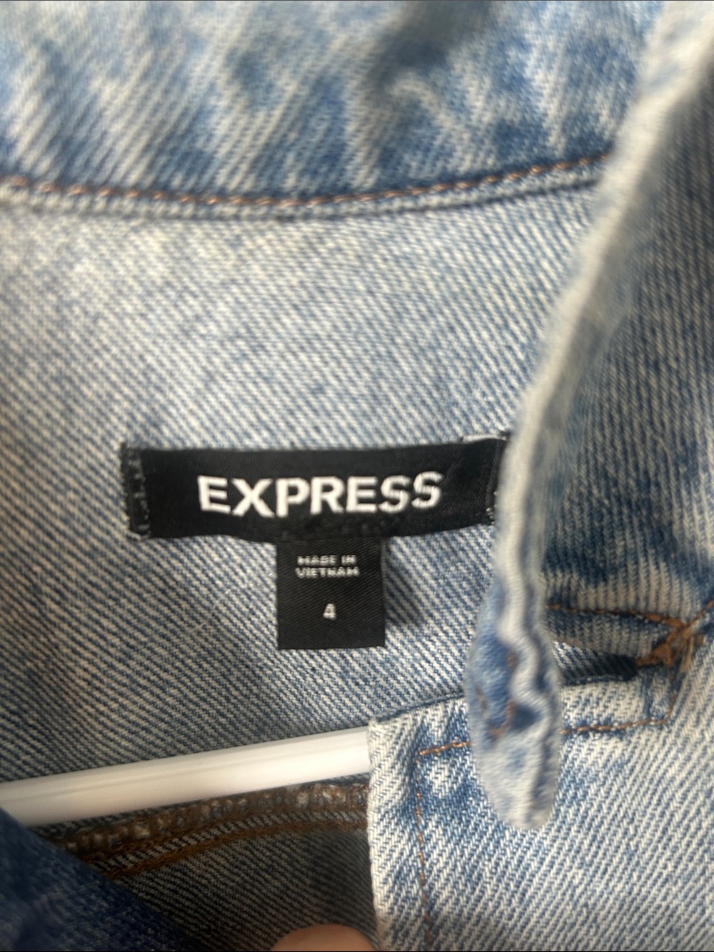 Express Light Blue Denim Jumpsuit - Picture 3 of 9